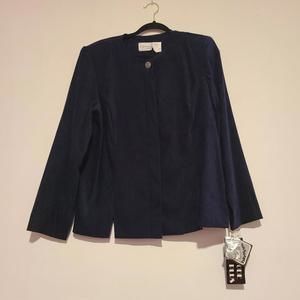 NWT Vintage Women's Halmode Plus Navy Blue Button Jacket Blazer 18W